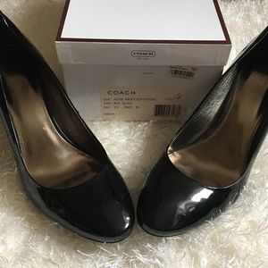 Coach Black Patent Leather 3” Heels, Sz 9.5